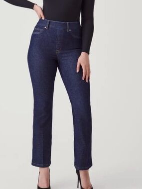 SPANX Kick Flare Cropped Jeans Raw Indigo Size L